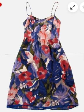 Moulinette Soeurs Blue Floral Spaghetti-Strap Mini Dress